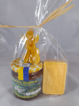250g Honig mit Honigseife und Engelkerze