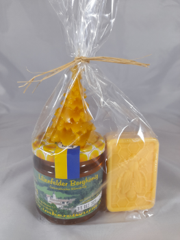 250g Honig mit Honigseife und kl.Baumkerze